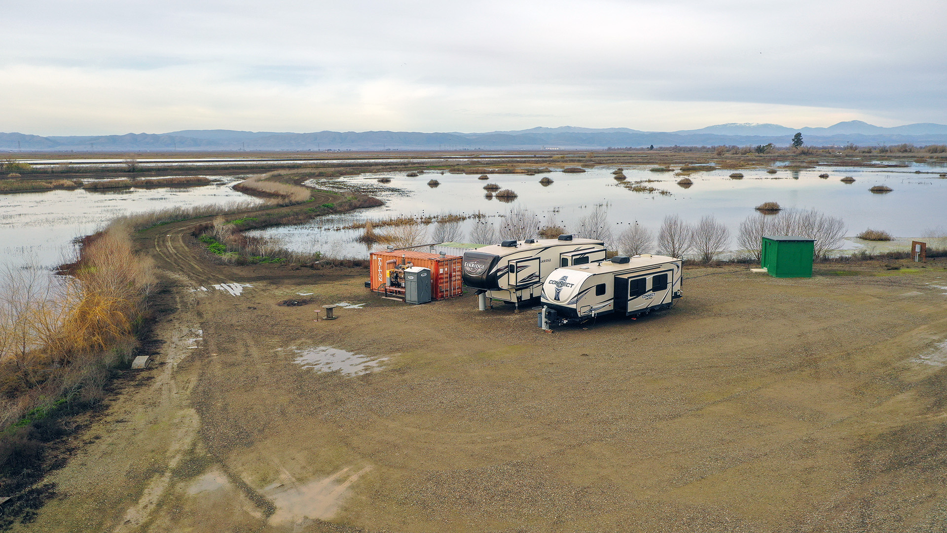 Arial pictures overlooking three hundred acres of pristine waterfowl habitat